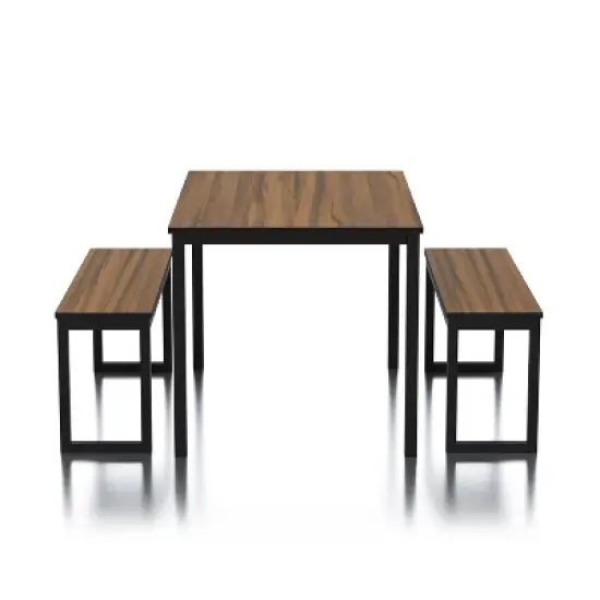 3pc Killucan Dining Table Set with 2 Benches - miBasics image {2}