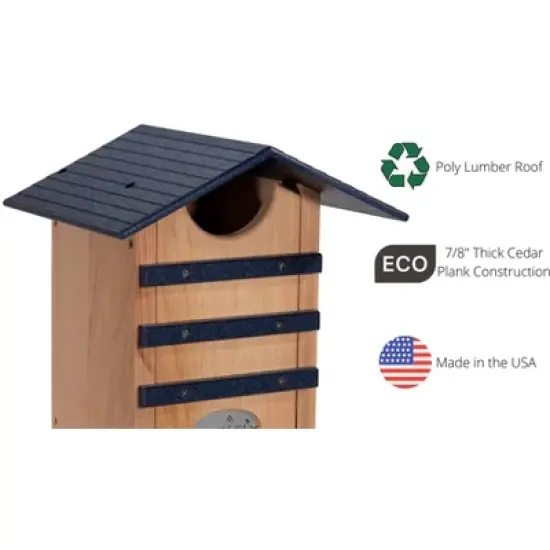 JCS Wildlife Cedar Screech Owl Nest Box with Poly Lumber Roof image {3}
