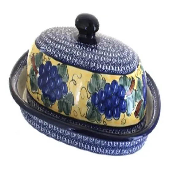 Blue Rose Polish Pottery 941 Zaklady Bread Container image {2}
