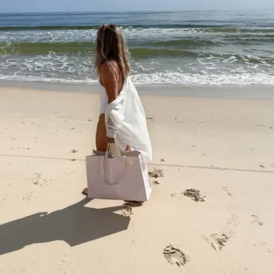 Sunnylife Carryall Beach Bag Lazy Days Pink Stripe - Oversized Waterproof Tote image {6}