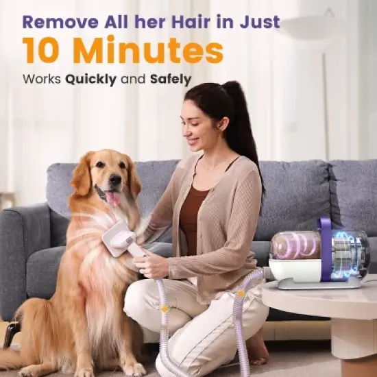 Oneisall LM5 Low-Noise Dog Grooming Vacuum - 12KPa Pet Hair & Home Cleaning Kit image {3}