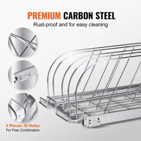 VEVOR Pan and Pot Rack, Expandable Pull Out Under Cabinet Organizer, Cookie Sheet Baking Pans tray Organization, Adjustable Wire Dividers image {5}