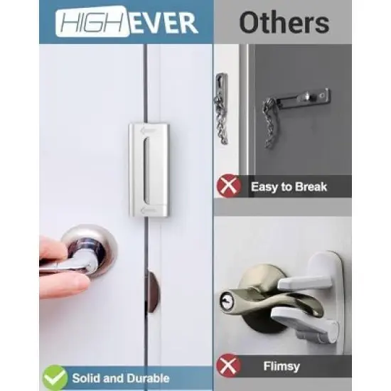 DOMETOUR Home Security Door Reinforcement Lock Child Proof, Withstand 800lbs, High Security Interior Door Lock image {3}