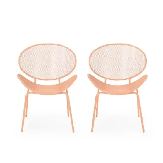 2pcs Outdoor Chairs, Shell Shaped Seats Dining Chair With Round Backrest, Patio Metal Bistro Chair, Weather-resistant Armless Chairs image {2}