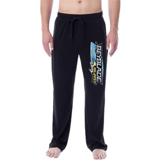 Beyblade Burst Mens' Anime Logo Character Sleep Pajama Pants Black image {3}