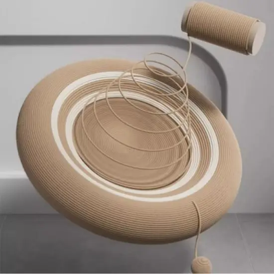 Fairyland&trade; - Natural Sisal Round Cat Scratcher Bed with Interactive Ball &ndash; 20" Diameter, Anti-Slip Base, Curved Nesting Design for Deep Sleep image {2}