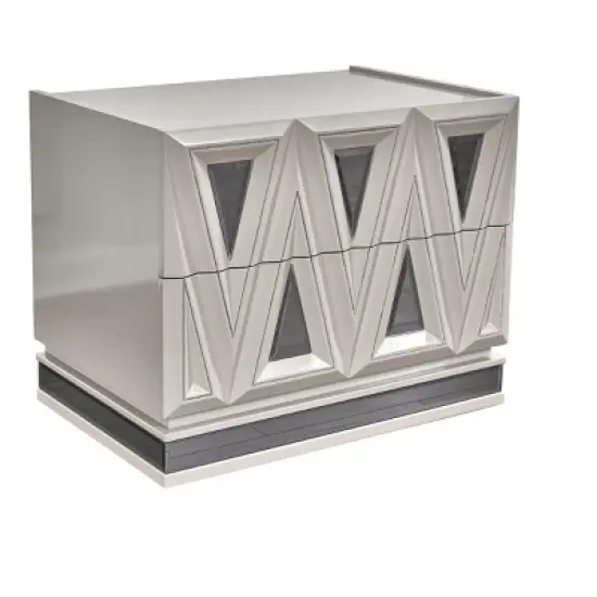 Lavita Modern & Contemporary Style 2-Drawer Night stand Made with Wood and Gold Accents in River Sand Grey same asG150109278 (NJ inventory) image {2}