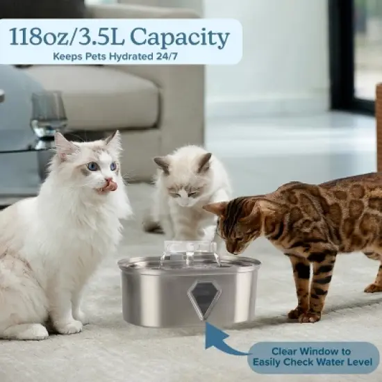 PETMAKER 3.5L Stainless Steel Cat Water Fountain image {5}