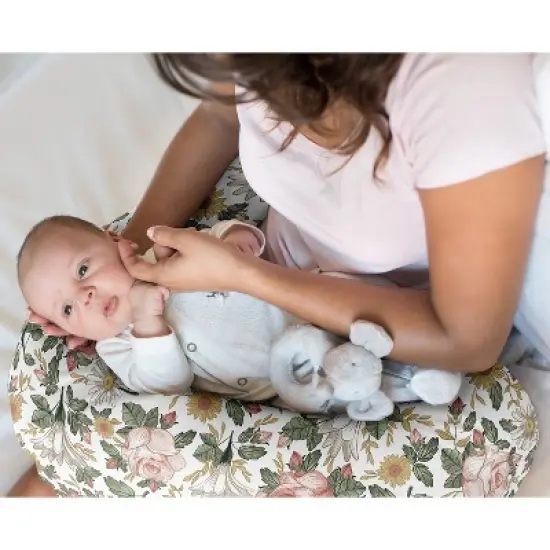 Sweet Jojo Designs Girl Support Nursing Pillow Cover (Pillow Not Included) Vintage Floral Pink Green and Yellow image {1}