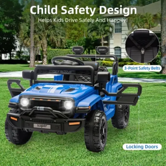 Ride On Truck for Kids, 12V Battery Powered Toy Car with Remote Control, LED Headlight and Music, 25W Toddler Electric Vehicles for Girls Boys 2-6 image {6}