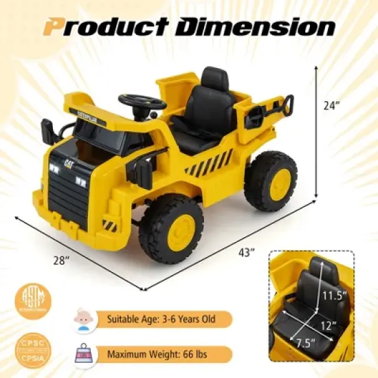 Costway Kids Ride on Dump Truck with 2.4G Remote Control Working Megaphone Sand Shovel image {2}