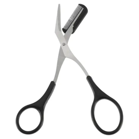 Unique Bargains Portable Stainless Steel Eyebrow Trimmer Scissors with Comb 1 Pc image {7}