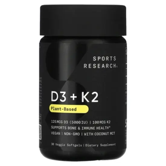 Sports Research D3 + K2, Plant-Based, 30 Veggie Softgels image {3}