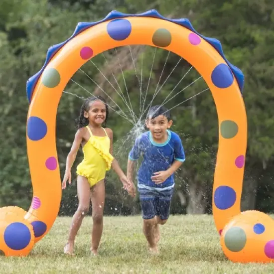 HearthSong 7-Foot Wide Mister Monster Inflatable Water Sprinkler with Two Spray Points image {6}