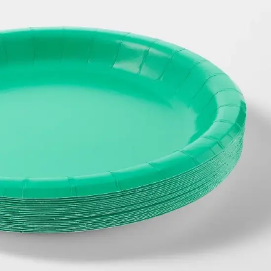 20ct 8.5" Disposable Dinner Plates Green - Spritz&trade; image {2}