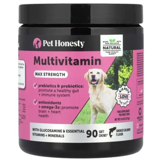 Pet Honesty Multivitamin, Max Strength, For Adult Dogs, Smoked Salmon, 90 Soft Chews, 9.5 oz (270 g) image {4}