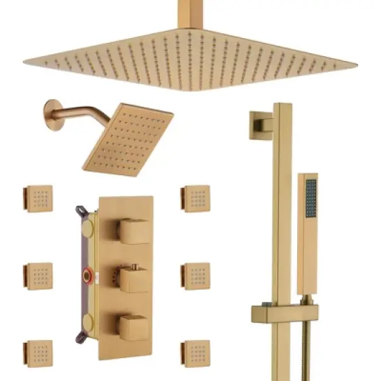 CASAINC 4 Function Single Handle 1-Spray Thermostatic Shower Faucet image {2}