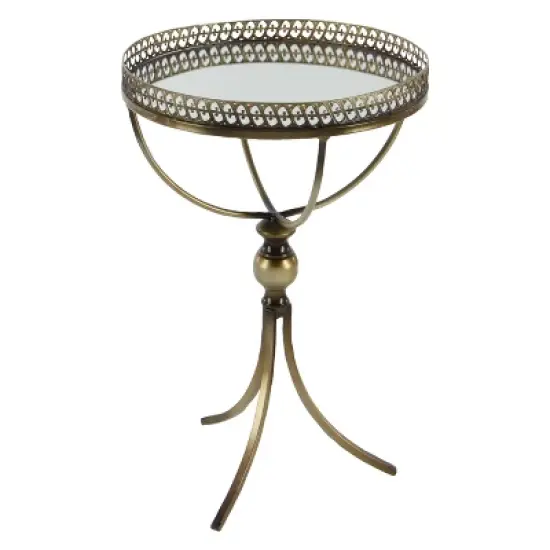 Metal and Glass Round Pedestal Table Gold - Olivia & May image {2}