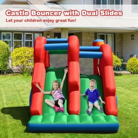 Costway Inflatable Bounce House 3-in-1 Dual Slides Jumping Castle Bouncer without Blower image {1}