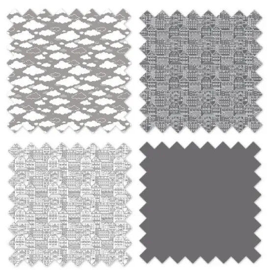 Bacati - Clouds in the City Gray Cityscape Quilted Changing Pad Cover image {8}