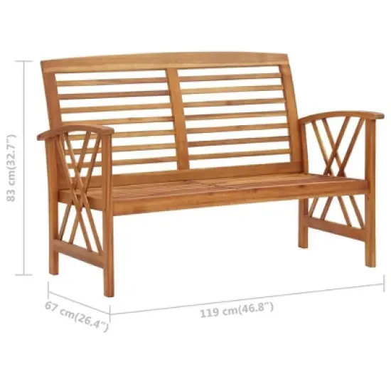 vidaXL Outdoor Patio Bench Wooden Garden Bench with Armrests Solid Wood Acacia - Brown image {6}