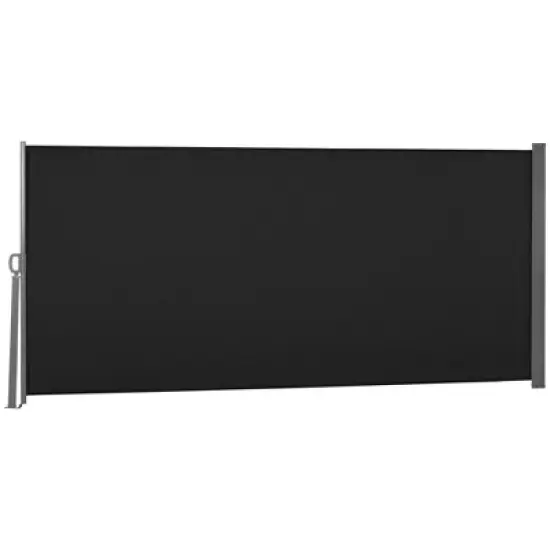 Outsunny Side Awning, Retractable Privacy Screen & Driveway Guard Instant Outside Screen/Wall Side Shade and Wind Block for Garden Black image {3}
