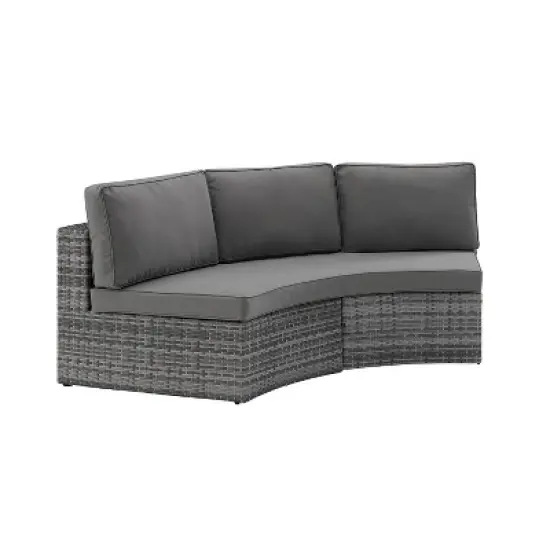 Catalina Wicker Round Sectional Sofa - Gray - Crosley image {10}
