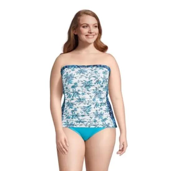 Lands' End Women's Strapless Bandeau Tankini Top Swimsuit with Removable and Adjustable Straps image {10}