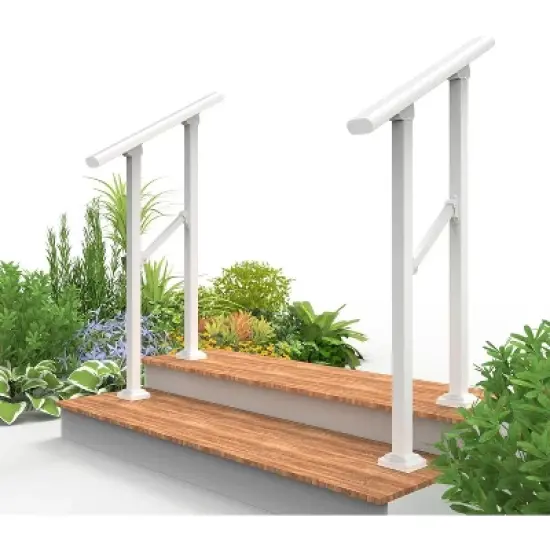 Metal Handrails for Outdoor Steps, Heavy-Duty Stair Railing for 1 to 5 Steps, Handrailing for Enhanced Safety & Stability image {7}