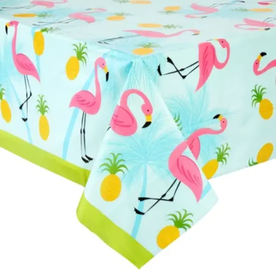 Juvale 3-Pack Flamingo Tablecloth for Pineapple Birthday Decorations, Tropical Hawaiian and Flamingo Party Supplies, 54x108 In image {2}