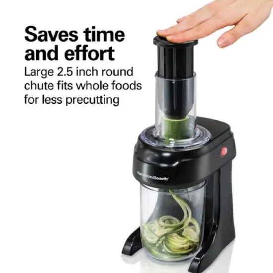 Hamilton Beach 3-Cone Spiralizer - Black: Electric Veggie & Zucchini Spiralizer, Food Slicer, Dishwasher-Safe Parts image {3}
