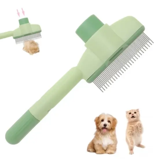 Unique Bargains Cat Grooming Brush with Release Button 1 Pc image {6}