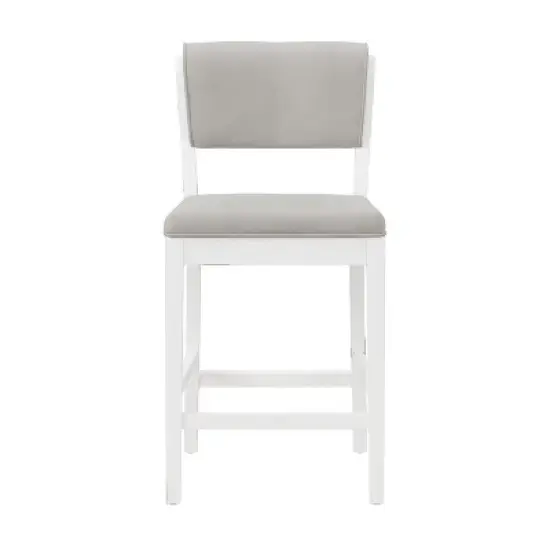 Clarion Wood and Upholstered Panel Back Counter Height Stool Sea White - Hillsdale Furniture image {3}