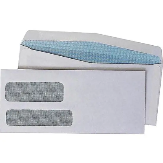 Quality Park Double Window Security Tinted Envelope #10 4 1/8 x 9 1/2 White 500/Box 24550 image {1}