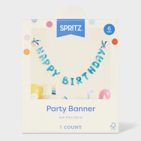 "Happy Birthday" Shark Banner Teal - Spritz&trade; image {3}