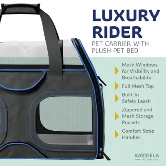 Katziela Airline Compliant Wheeled Pet Carrier With Removable Wheels and Telescopic Handle image {3}