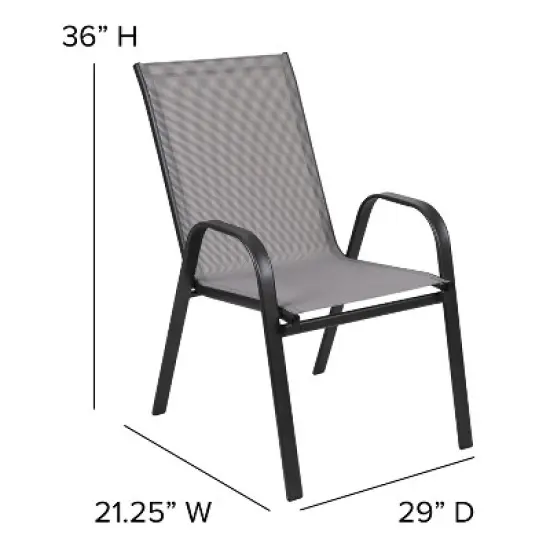 Emma and Oliver Five Piece Patio Table Set with Metal Table with Tempered Glass Top and 4 Flex Comfort Stacking Chairs image {5}