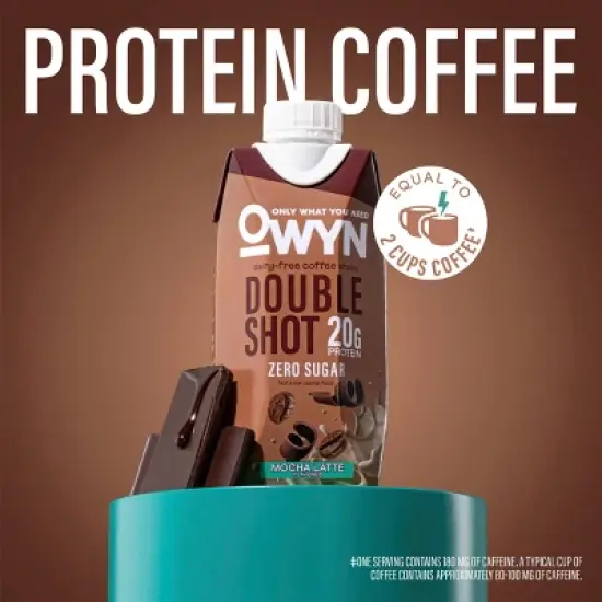 OWYN Double Shot Coffee Protein Shake with Caffeine - Mocha Latte - 44.6 fl oz/4pk image {3}