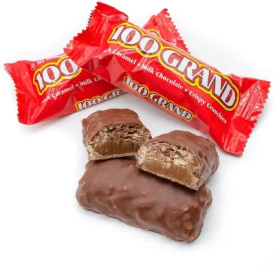 100 Grand 1/2/3/4 LB Original Fun Size Caramel & Crispy Rice & Milk Chocolate Bulk Packaging - Great for Schools, Offices, Home & More! image {5}