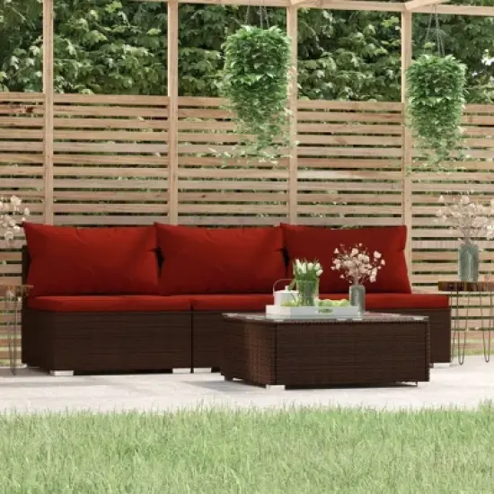 vidaXL Garden Lounge Set Brown PE rattan Medium Modular image {1}