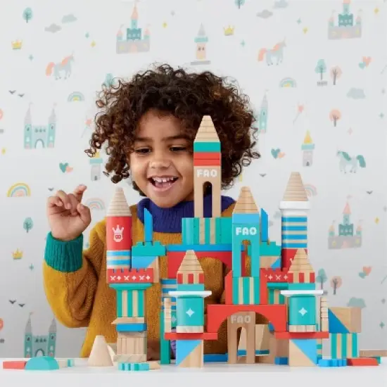 FAO Schwarz Toy Wood Castle Blocks 75pc Sprout image {1}