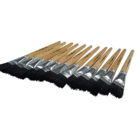 School Smart Black Bristle Paint Brushes, Short Handle, 3/4 Inch, Set of 12 image {2}