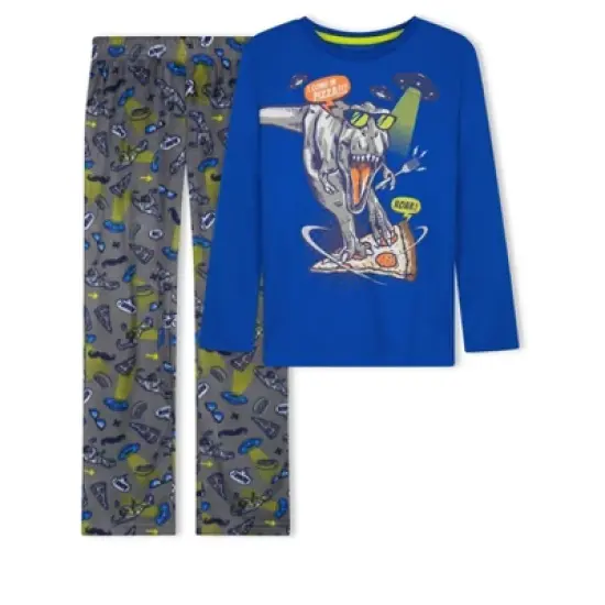Sleep On It Boys Pizza Party Soft Fleece 2-Piece Pajama Sleep Set image {8}