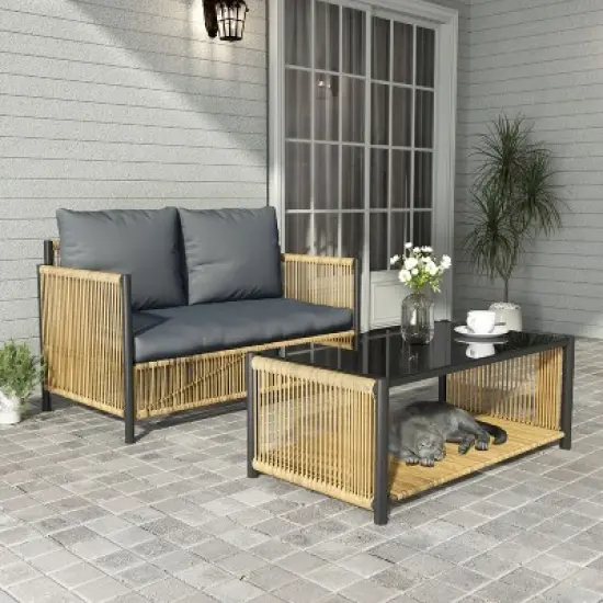 Suki Multi-piece PE Wicker Patio Conversation Set, Patio Seating Sets with Cushions, Outdoor Furniture- Maison Boucle image {11}