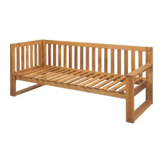 3pc Outdoor Acacia Wood Sectional Conversation Set with Cushions - Gray - GODEER image {14}