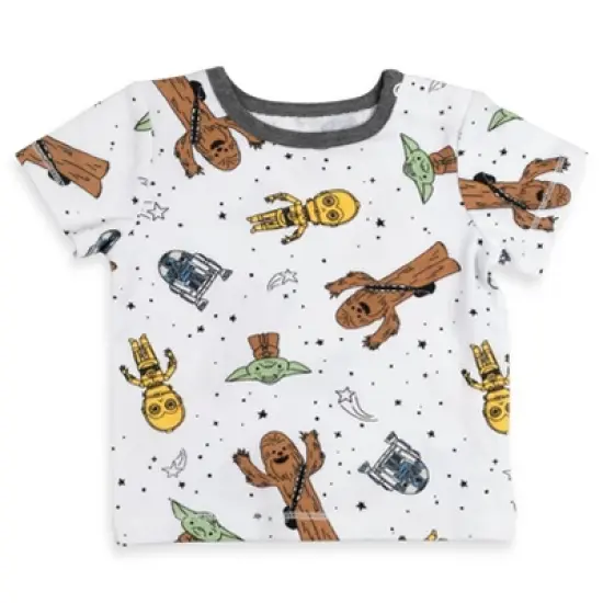 Star Wars Chewbacca R2-D2 Yoda Baby French Terry Short Overalls T-Shirt and Hat 3 Piece Outfit Set Newborn to Infant image {4}