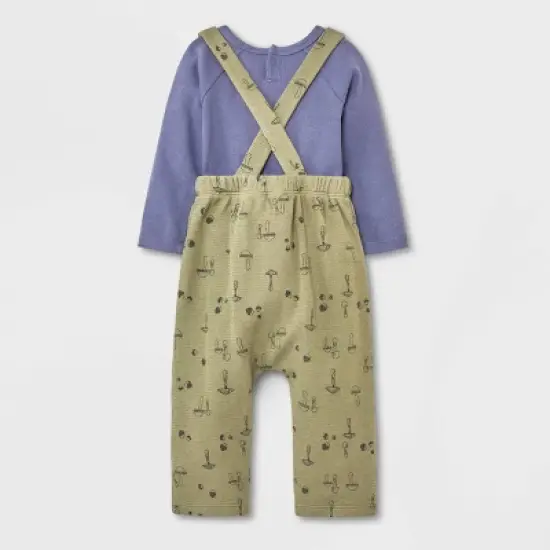 Grayson Collective Baby Long Sleeve Ribbed Bodysuit & Bottom Set - Navy Blue/Olive Green image {1}