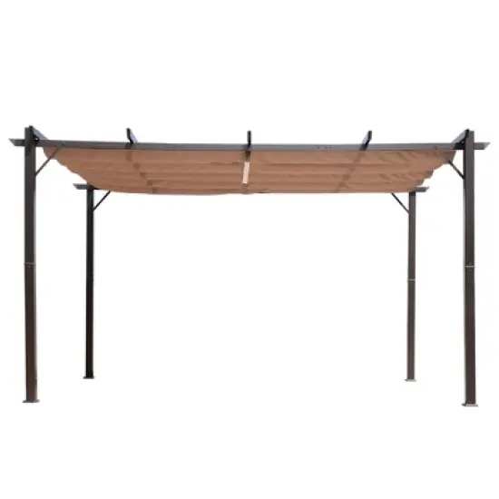 Outsunny Outdoor Retractable Pergola Canopy, Aluminum Patio Pergola, Backyard Shade Shelter for Porch Party, Garden, Grill Gazebo image {3}