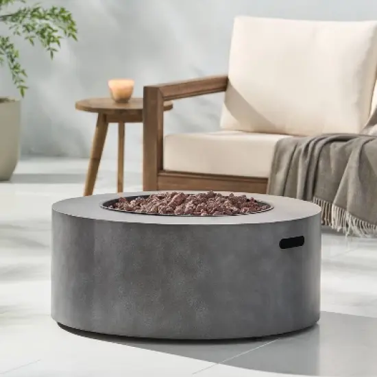 Wellington Outdoor 40000 BTU Circular Fire Pit with Concrete Finish - Christopher Knight Home image {3}