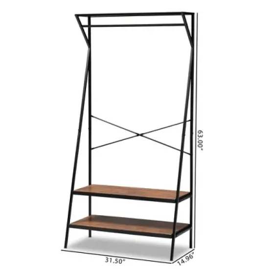 Laima Distressed Wood and Metal Finished Entryway Coat Hanger Brown/Black - Baxton Studio image {7}